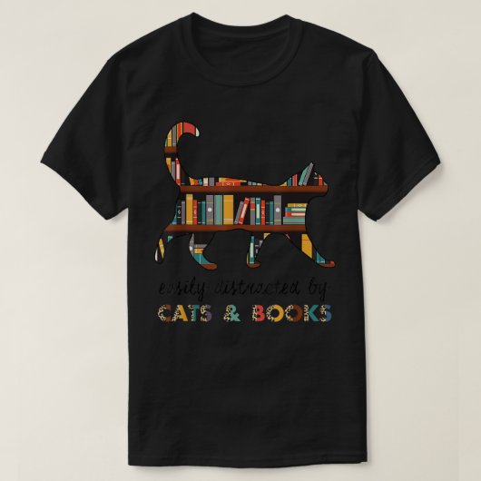 Gemakkelijk Vervormd door Katten en Boeken Kat & L T-shirt (Design voorkant)
