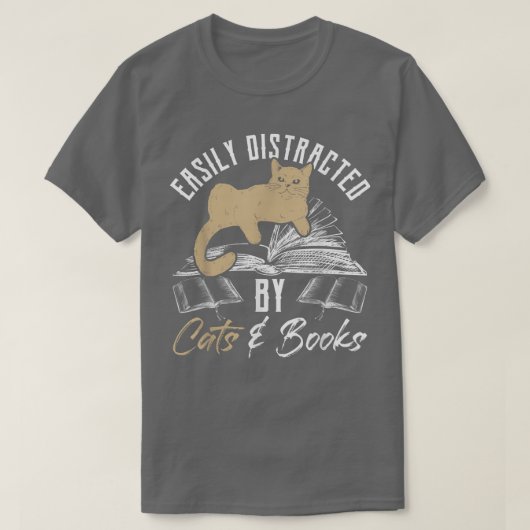 Gemakkelijk Vervormd door Katten en Boeken Kat & L T-shirt (Design voorkant)