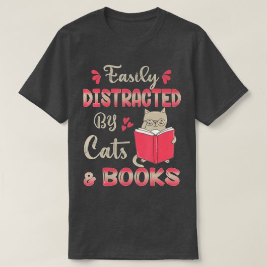 Gemakkelijk Vervormd door Katten en Boeken Kat & L T-shirt (Design voorkant)