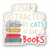 Gemakkelijk Vervormd door Katten en Boeken - Kat _ Sticker (Voorkant)