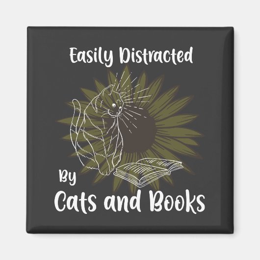 Gemakkelijk Vervormd door Katten en Boeken Magneet (Voorkant)