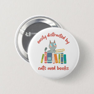Gemakkelijk Vervormd door Katten en Boeken Ronde Button 5,7 Cm