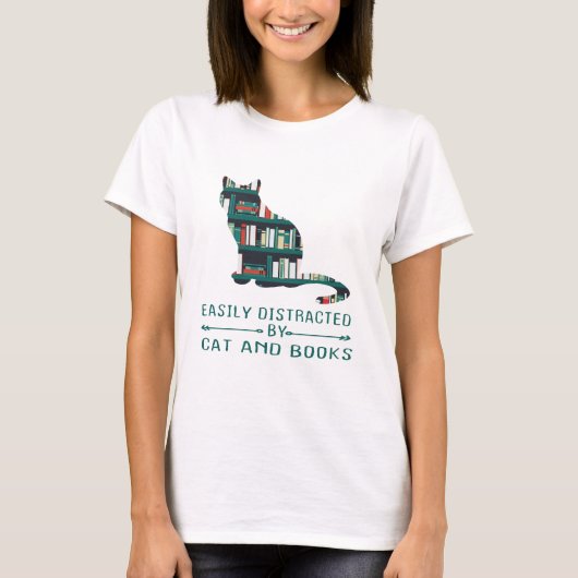 Gemakkelijk Vervormd door Katten en Boeken T-shirt (Voorkant)