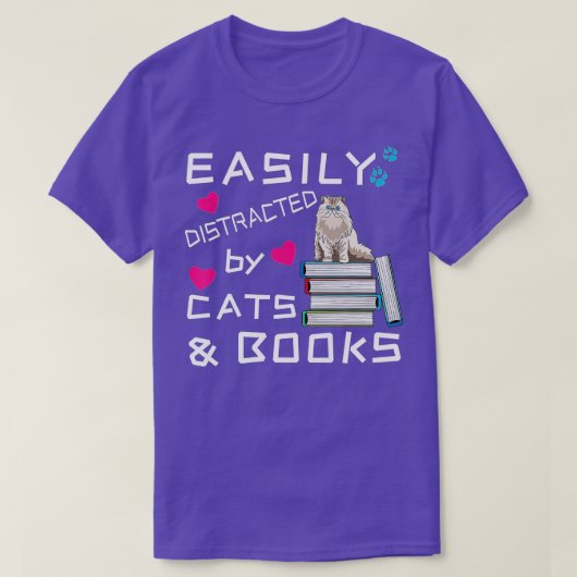 Gemakkelijk Vervormd door Katten en BoekenKat Boek T-shirt (Design voorkant)