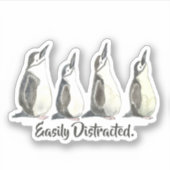 Gemakkelijk Vervormde Pinguïns in een Waterverf va Sticker (Voorkant)