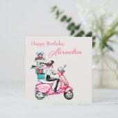 Gemakkelijke aangepaste naam op Happy Birthday Gir Kaart (Staand voorkant)