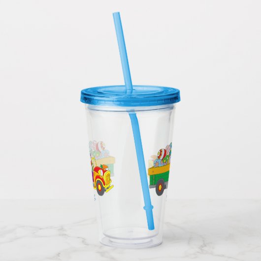 Gemakkelijke Bunny Delivery Truck Persoonlijke naa Acryl Drinkbeker (Links)