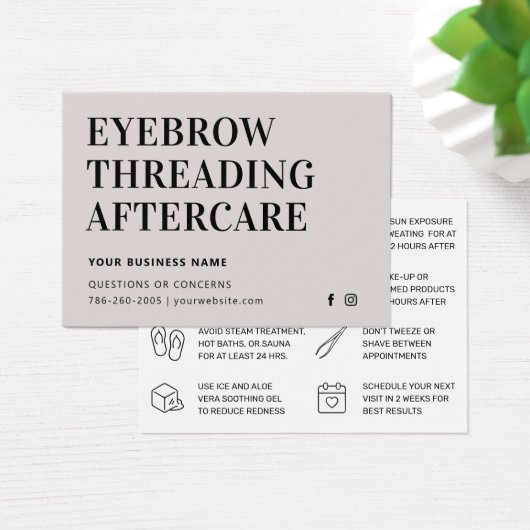 Gemakkelijke Eyebrow Threading Aftercare Kaart (Bureau)