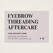 Gemakkelijke Eyebrow Threading Aftercare Kaart (Voorkant)