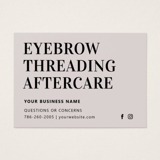 Gemakkelijke Eyebrow Threading Aftercare Kaart (Voorkant)