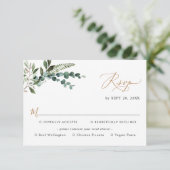 Gemakkelijke maaltijdopties Eenvoudig, modern Gree RSVP Kaartje (Staand voorkant)