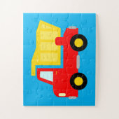 Gemakkelijke rode speelgoed dumptruck puzzel voor  (Verticaal)
