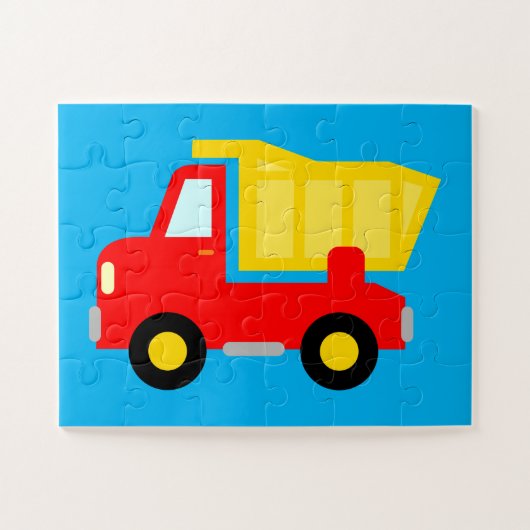 Gemakkelijke rode speelgoed dumptruck puzzel voor  legpuzzel (Horizontaal)