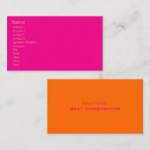 Gemakkelijke Sjabloon, gewoon warm roze + mandarij Visitekaartje (Voorkant / Achterkant)