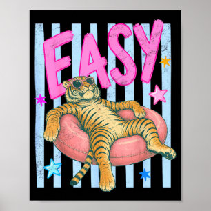 Gemakkelijke tijgerstrepen preppy zomer zwembad va poster