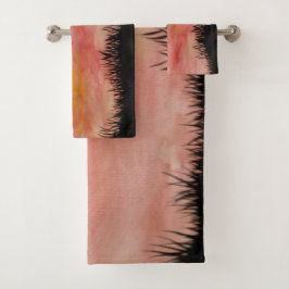 Gemalter Sonnenuntergang Aquarell/Tusche -  Badhan Bad Handdoek