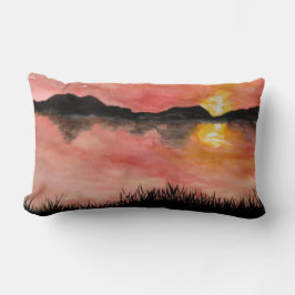 Gemalter Sonnenuntergang Aquarell/Tusche -  Badhan Kussen