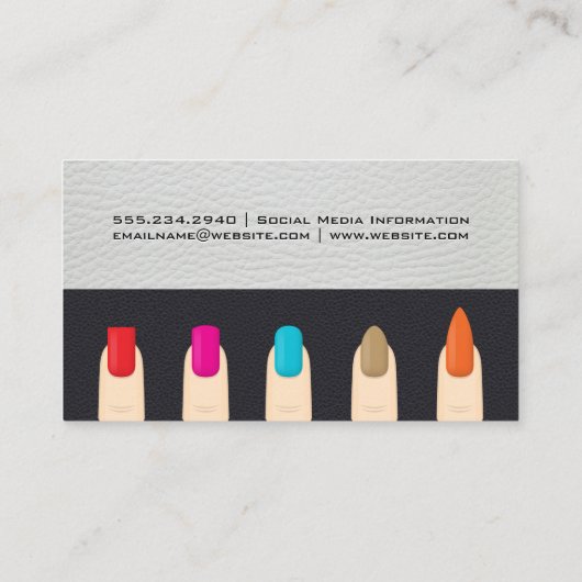 Gemanicureerde vingernagels | Leren achtergrond Visitekaartje (Achterkant)