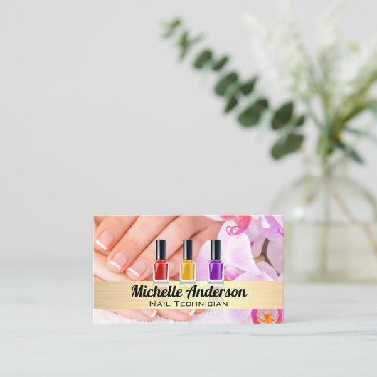 Gemanipuleerde handen | Nagellak flessen Visitekaartje (Staand voorkant)