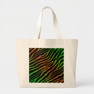 Gemapte SpaceTime Stripes - Groen/Oranje Grote Tote Bag