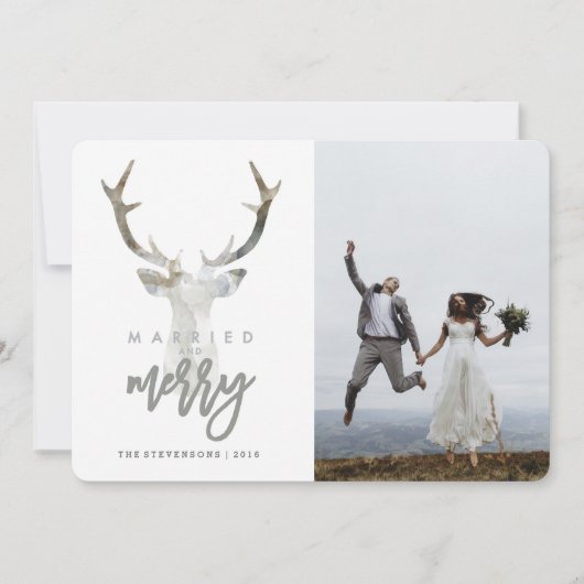 GEMARKEERD EN MERRY | RUSTISCHE DEER FEESTDAGENKAART (Voorkant)