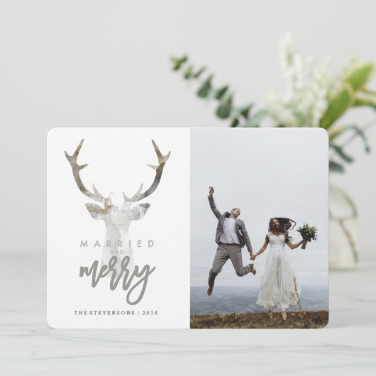 GEMARKEERD EN MERRY | RUSTISCHE DEER FEESTDAGENKAART (Staand voorkant)