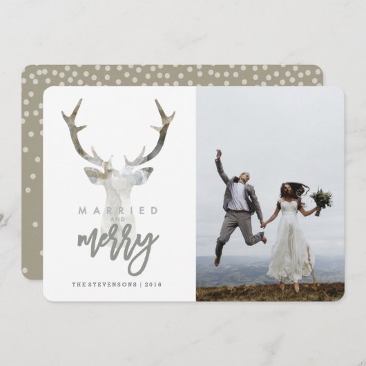 GEMARKEERD EN MERRY | RUSTISCHE DEER FEESTDAGENKAART (Voorkant / Achterkant)