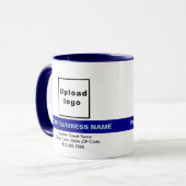 Gemarkeerde bedrijfsnaam op Navy Blue Combo Mok (Voorkant links)