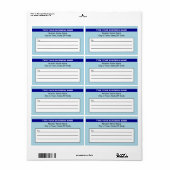 Gemarkeerde merknaam op lichtblauwe verzending etiket (Full Sheet)