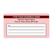 Gemarkeerde merknaam op lichtrood verzendlabel (Voorkant)