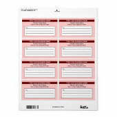 Gemarkeerde merknaam op lichtrood verzendlabel (Full Sheet)