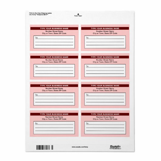Gemarkeerde merknaam op lichtrood verzendlabel (Full Sheet)