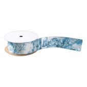 Gemarmerd abstract ontwerp | Blauw en wit Satijnen Lint (Spoel)