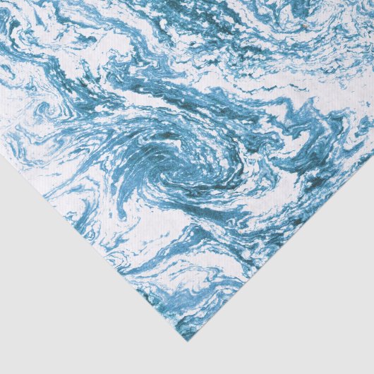 Gemarmerd abstract ontwerp | Blauw en wit Tissuepapier (Detail)