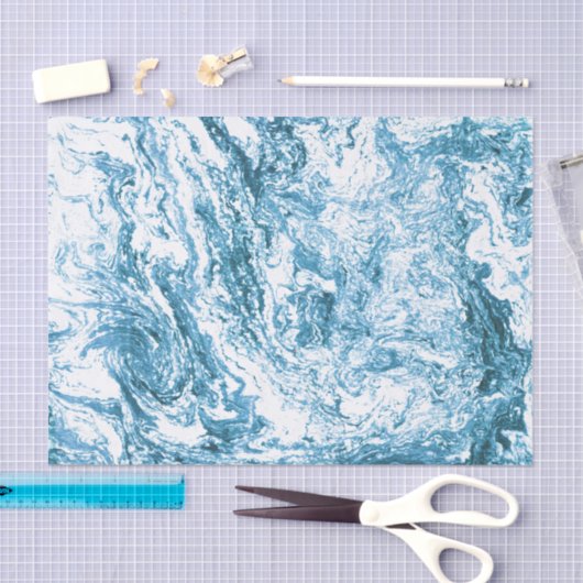 Gemarmerd abstract ontwerp | Blauw en wit Tissuepapier (Craft)