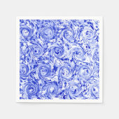 gemarmerd abstract ontwerp | Blauw-witte werveling Servetten (Voorkant)