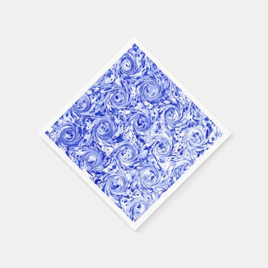 gemarmerd abstract ontwerp | Blauw-witte werveling Servetten (Hoek)