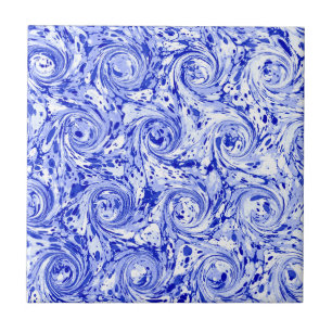 Gemarmerd abstract ontwerp   Blauwe witte zeugen Tegeltje