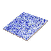 Gemarmerd abstract ontwerp | Blauwe witte zeugen Tegeltje (Zijkant)