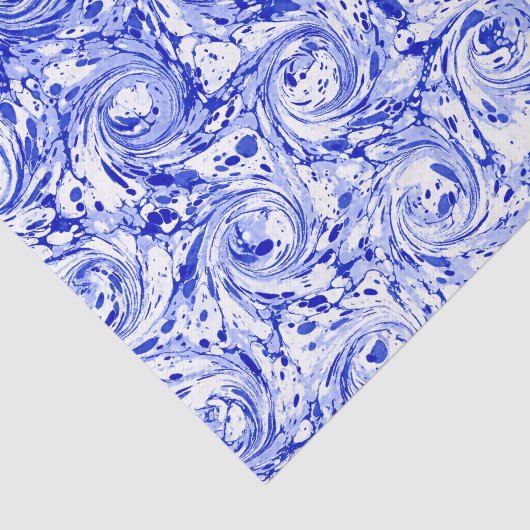 Gemarmerd abstract ontwerp | Blauwe witte zeugen Tissuepapier (Detail)