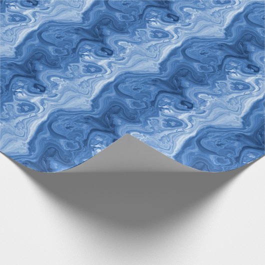 Gemarmerd Azure Cobalt Blue White Agate Art Patter Cadeaupapier (Hoek)