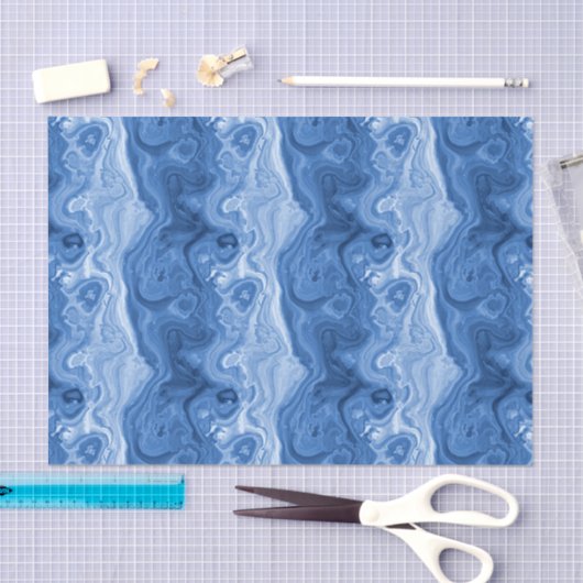 Gemarmerd Azure Cobalt Blue White Agate Art Patter Tissuepapier (Craft)