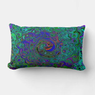 Gemarmerd Blauw en Aquamarijn Abstract Retro Werve Kussen