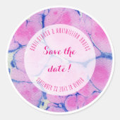 Gemarmerd blauw en roze ronde sticker (Voorkant)