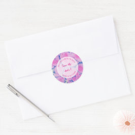 Gemarmerd blauw en roze ronde sticker