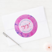 Gemarmerd blauw en roze ronde sticker (Envelop)