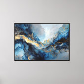 Gemarmerd Blauw & Goud Ader Abstract Canvas Afdruk (Voorkant)