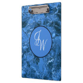Gemarmerd Blauw Stijlvol met Ineengeknoopte Initia Klembord (Links)