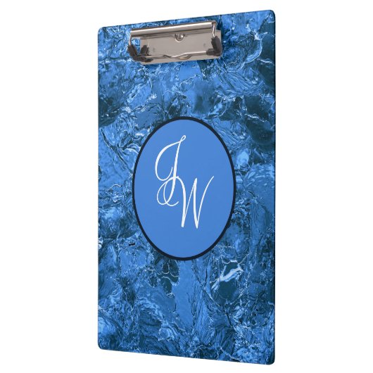 Gemarmerd Blauw Stijlvol met Ineengeknoopte Initia Klembord (Links)