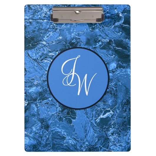 Gemarmerd Blauw Stijlvol met Ineengeknoopte Initia Klembord (Voorkant)